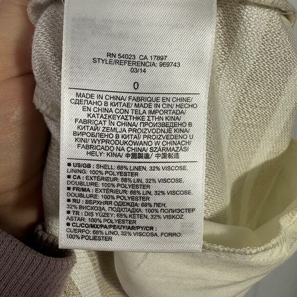 Banana Republic Womens Dress Size 0 Tan White Stripe Lined Blend Sleeveless - Picture 9 of 12